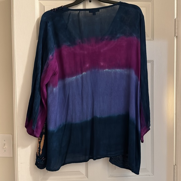 GREATER GOOD OMBRE TIE DYE IKAT BOHO FESTIVE WHIMSIGOTH TOP SIZE XXL 2X - Picture 5 of 5